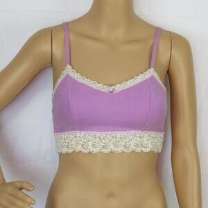 Purple Bralette Bra VS Pink Lace Medium Bow Pastel Cute Girly Lingerie Preppy